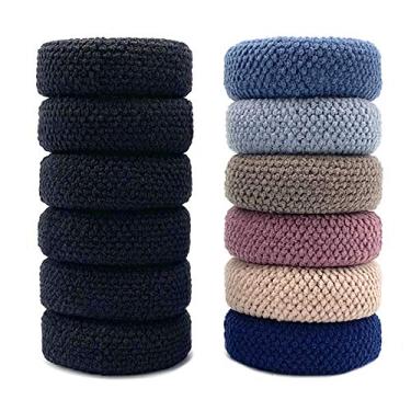 Imagem de 12 peças de faixas de cabelo grandes e grossas sem costura, laços de cabelo de algodão para rabo de cavalo para cabelos grossos pesados e encaracolados, laços de cabelo para mulheres