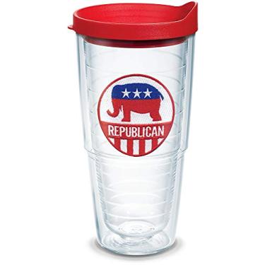 Imagem de Tervis Copo isolado republicano 1353799 com emblema e tampa vermelha, 680 g, transparente