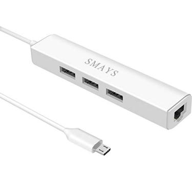 Imagem de Adaptador Ethernet para Fire Stick TV Cube, Google Chromecast Ultra, Tivo Stream 4K - Cabo OTG Micro USB Host com alimentação, 3 HUB USB 2.0