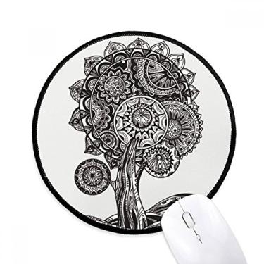 Imagem de Mouse pad preto e branco flor girassol planta mesa escritório tapete redondo para computador