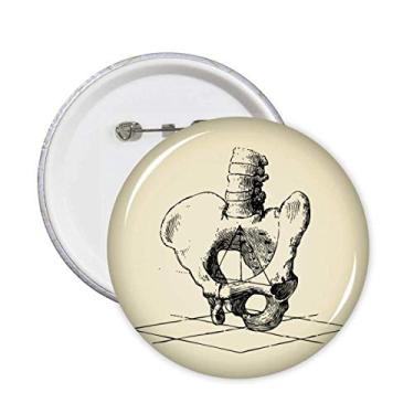 Imagem de Esqueleto humano com espinha de quadril, alfinetes redondos, emblema, acessório, decoração, 5 peças