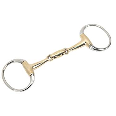 Imagem de Asixxsix Anel Solto Boca de Cobre Snaffle, Anel D Conforto Aço Inoxidável Ponta de Ovo Profissional French Link Dee Snaffle Bit 13 cm Boca Rolo Eggbutt Snaffle Bit para Cavalos, Presentes