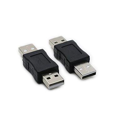 Imagem de 2 pacotes USB 2.0 AM/AM plugue tipo A macho para tipo A macho adaptador conversor compatível com câmera de impressora de disco rígido para computador laptop..