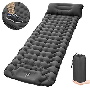 Imagem de Almofada de dormir de acampamento com bomba embutida ultraleve Colchão de dormir inflável à prova d'água Colchão de ar de acampamento para mochila de caminhada barraca de viagem