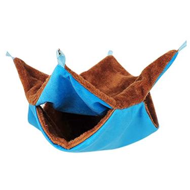 Imagem de Rede para Ratos Cama Quente de Pelúcia Dupla Grossa para Casa de Hamster Saco de Dormir Canteiros de Árvore Pendurados Gaiola de Hamster Porquinho da Índia (Pele Azul)