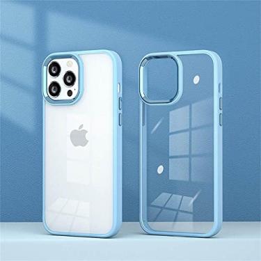 Imagem de Para iPhone 14 13 11 12 Pro Max Mini Case Transparente Acrílico Silicone Shell Metal Button Para iphone SE2020 X XR XS MAX 7 8 Plus, Cinza Azul, Para iPhone XR