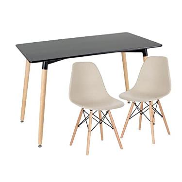 Imagem de Loft7, Mesa de jantar retangular Eames 60 x 120 cm preto + 2 cadeiras Eiffel Dsw