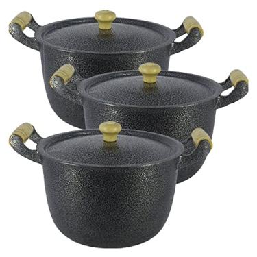 Imagem de Kit Caldeirões Aluminio Batido Craqueado Preto N 24, 26 e 28