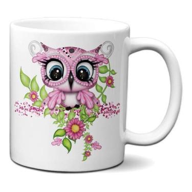 Imagem de Caneca Coruja Rosa Fofinha Presente Criativo Personalizado