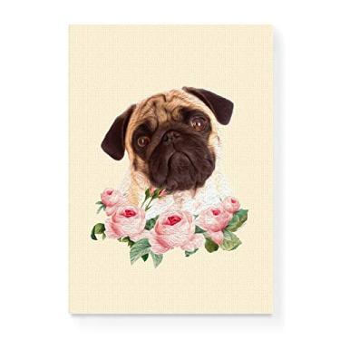 Imagem de Arte Maníacos Quadro Decorativo em Tela Canvas Pug Flores - 23x16,25cm
