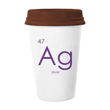 Imagem de Química Elementos Tabela de Período Metais de Transição Prata Ag Caneca Café Copo Copo Cerâmica Tampa