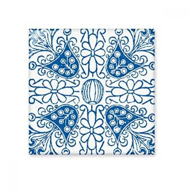 Imagem de Decalque brilhante de azulejo de cerâmica com estampa de flor azul Talavera