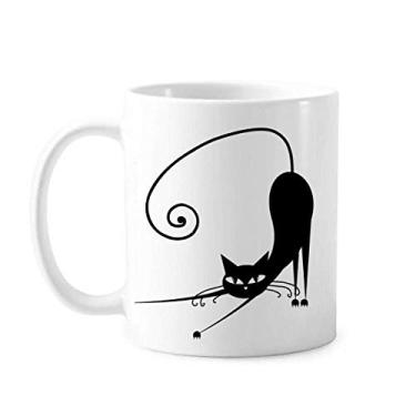 Imagem de Caneca de cerâmica com desenho de animal de Halloween com desenho de gato preto e porcelana