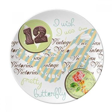 Imagem de Carimbos de rosa e placa de borboleta decorativa de porcelana salver louça de jantar