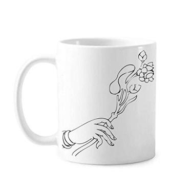 Imagem de Culture Hand Flower Line Desenho Caneca Cerâmica Café Porcelana Caneca
