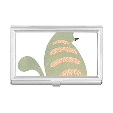 Imagem de Porta-cartão de visita em aquarela com estampa de animal de gato verde ciano