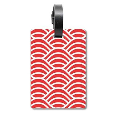 Imagem de Japan Red White Waves Art Mala de viagem etiqueta para cartão de bagagem pendurado Scutcheon Label