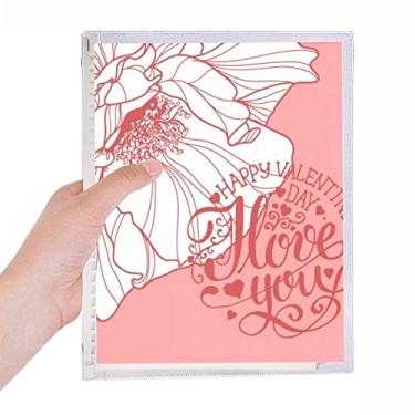 Imagem de Caderno rosa Happy Valentine's Day Love Rose com folhas soltas e diário recarregável