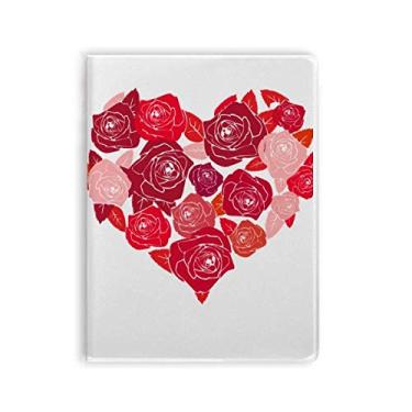 Imagem de Caderno com rosas em formato de coração rosa para dia dos namorados, capa macia