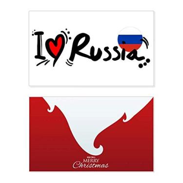 Imagem de I Love Russia Bandeira de Palavra Coração Feriado Feliz Natal Cartão de Parabéns Mensagem de Natal