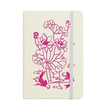 Imagem de Caderno de folhas de lótus, flor de lótus, raiz de lótus, água de peixe, capa dura de tecido, diário clássico