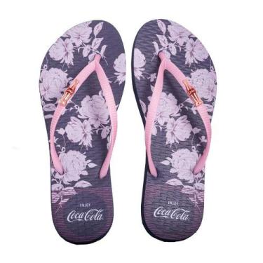 Imagem de Chinelo Coca Cola Dawn Flowers Feminino Marinho E Rosé