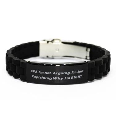 Imagem de SpreadPassion Presentes divertidos CPA, CPA. I'm not Disguing. I'm Just Explaining Why I'm Right, Love Black Glidelock Bracelete com fecho para amigos de colegas
