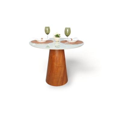 Imagem de Mesa de Jantar Cone Redonda Vidro Cairo Branco