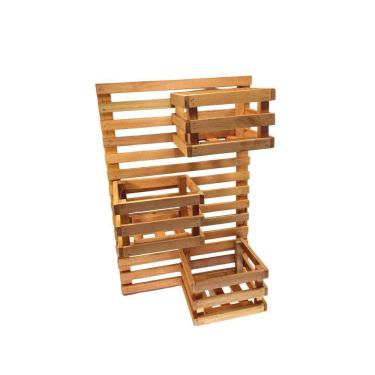 Imagem de Jardim Vertical 60 X 40 Painel Madeira 3 Cachepots 16X18