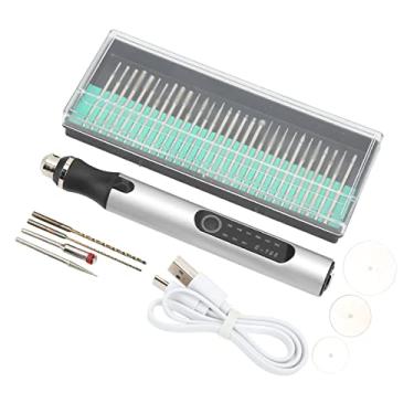 Imagem de Sluffs Portátil Mini Caneta De Gravação, Carregamento Sem Fio 3 Velocidades Diy Perfuração Corte Moagem Letras Gravação De Metal Ferramenta Caneta Para Entalhe Corte Polimento Letras(prata)