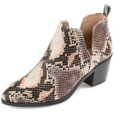 Imagem de Journee Collection Womens Lola Bootie with Almond-Toe and Deep V Cut-Outs, Snake, 5.5