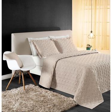 Imagem de Cobre Leito 200 Fios Bordado ágata Casal Padrão 03 Peças - Cáqui