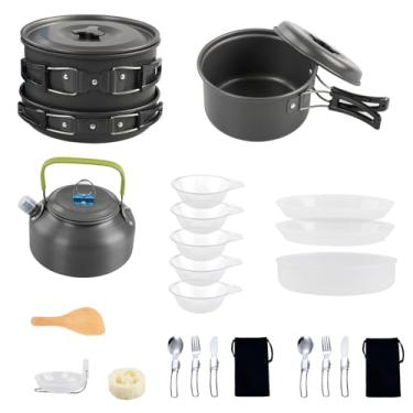 Imagem de Namolit Kit de panelas para acampamento, panela antiaderente e conjunto de panela com chaleira para camping, caminhadas, mochila