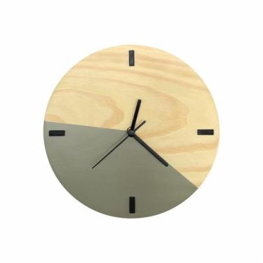 Imagem de Relógio De Parede Em Madeira Escandinavo Duo Cinza Concreto 28cm - Edw