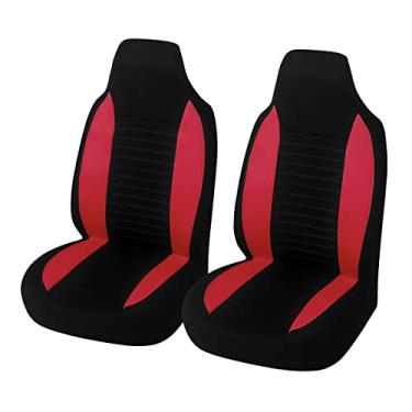 Imagem de Capas de banco dianteiro de carro, protetores de banco dianteiro, 2 peças premium respiráveis para assento de veículo compatível com airbag, acessórios de interior de carro universais para SUVs, caminhões, carro (vermelho)