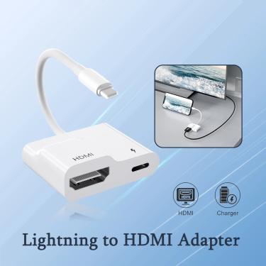 Imagem de Adaptador AV Digital com Lightning para HDMI  Adaptador para iPhone 14  13  iPad a 1080P  TV  Leitor