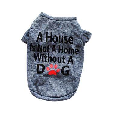 Imagem de Camiseta para cães de gato solto moletom para animais de estimação bonito vestuário para cães camisa para filhotes roupas para cães pequenos roupas quentes para cachorrinhos cinza médio