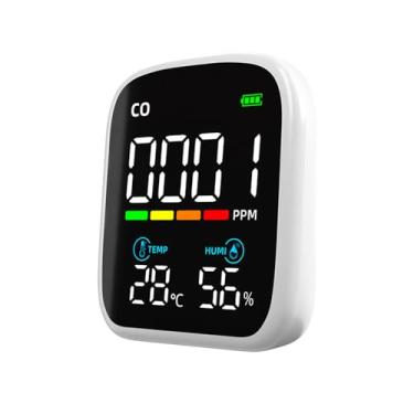 Imagem de CIADAZ Display digital LED Detector de CO testador portátil de monóxido de carbono Medidor multifuncional de teste de temperatura e umidade Sensor eletroquímico de CO testador de qualidade do ar domés