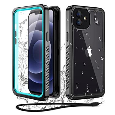 Imagem de WIFORT Capa à prova d'água para iPhone 12 – protetor de tela integrado à prova d'água Capa protetora contra quedas rígida, à prova de choque, proteção de corpo inteiro resistente de grau militar – 6,1 polegadas, azul-petróleo