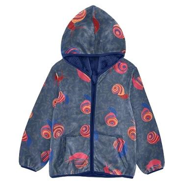 Imagem de KLL Casaco de lã de ovelha floral caracol casacos para crianças meninas azul marinho menina zíper 3T, Caracol Floresta Floral, 5 Anos
