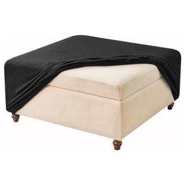 Imagem de Velvet Ottoman Cover Rectangular Stretch Square Ottoman Covers Slipcover Rectangle Washable Foot Stool Cover Thick Storage Protector with Elastic Bottom (Color : #11, Size : 38x38 cm)