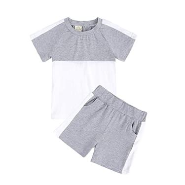 Imagem de Metaxas Conjunto de faixa de cabeça unissex para bebê, camiseta de verão, 2 peças, 2 peças, roupa de dormir, Cinza, 13-14 Anos