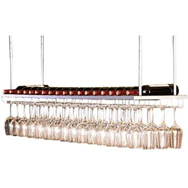 Imagem de Rack de vinho - Rack de garrafa de vidro retrô - Rack de vinho para pendurar na parede - Escorredor de pratos para pendurar na parede - Seleção de vários tamanhos 0JJ01 (tamanho: 60 x 30 cm)