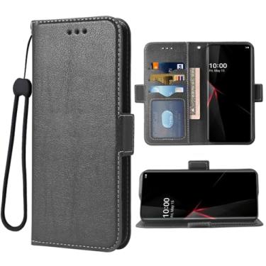 Imagem de Dswteny Compatível com LG Velvet 5G/LGVelvet Verizon G5 UW T-Mobile 2020 Capa carteira com alça de pulso e suporte de cartão flip de couro para celular LM G900UM 4G Tmobile preta
