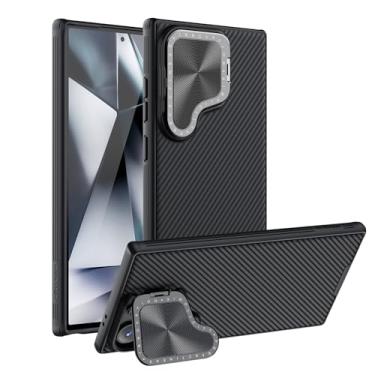Imagem de Nillkin Capa para Galaxy S24 Ultra com capa para câmera e suporte, tampa e suporte para lente 2 em 1, capa protetora de celular slim fit para Samsung Galaxy S24 Ultra 6,8 polegadas 2024, preta