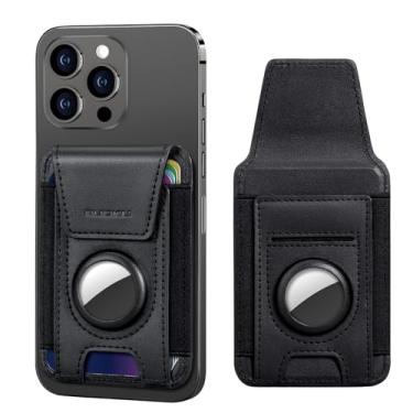 Imagem de nuoku Suporte magnético para cartão, compatível com carteira Magsafe para suporte de Airtag, carteira magnética para iPhone série 15/14/13/12, não serve para 13 mini/12 mini, serve no máximo 6 cartões