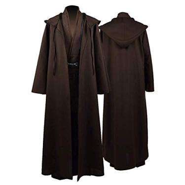 Imagem de Rongxu Túnica masculina cosplay fantasia adulto túnica com capuz conjunto completo fantasia de Halloween tamanho EUA, Marrom (conjunto completo), 3G