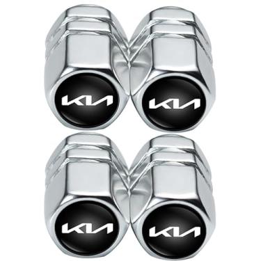 Imagem de Tampas de haste de válvula de pneu de carro de metal compatíveis com KIA NIRO Rio Sportage Sorento Soul Stinger Seltos Cadenza K900 Forte Todos os modelos Tampa de roda, tampas de válvula de ar
