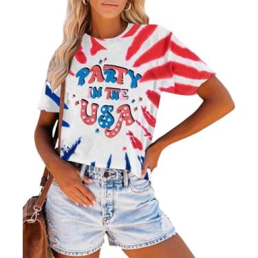 Imagem de Camiseta feminina Party in the USA Independence 4th of July Independence Funny Patriontic Graphic, S-tie dye, XXG