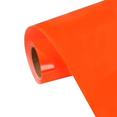 Imagem de FUNKAKA Rolos de vinil HTV de transferência de calor laranja neon, 30,5 cm x 2,7 m laranja fluorescente ferro em vinil para camisetas PU elástico HTV vinil para todas as máquinas de corte fácil de